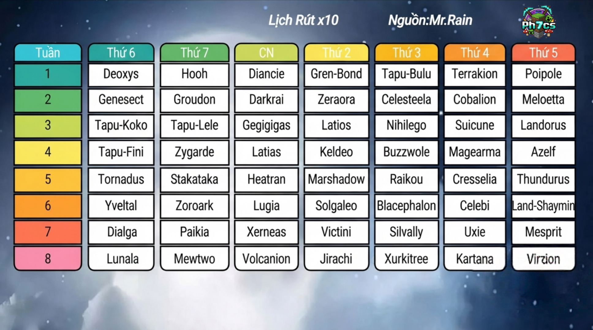 Lịch Rút X10